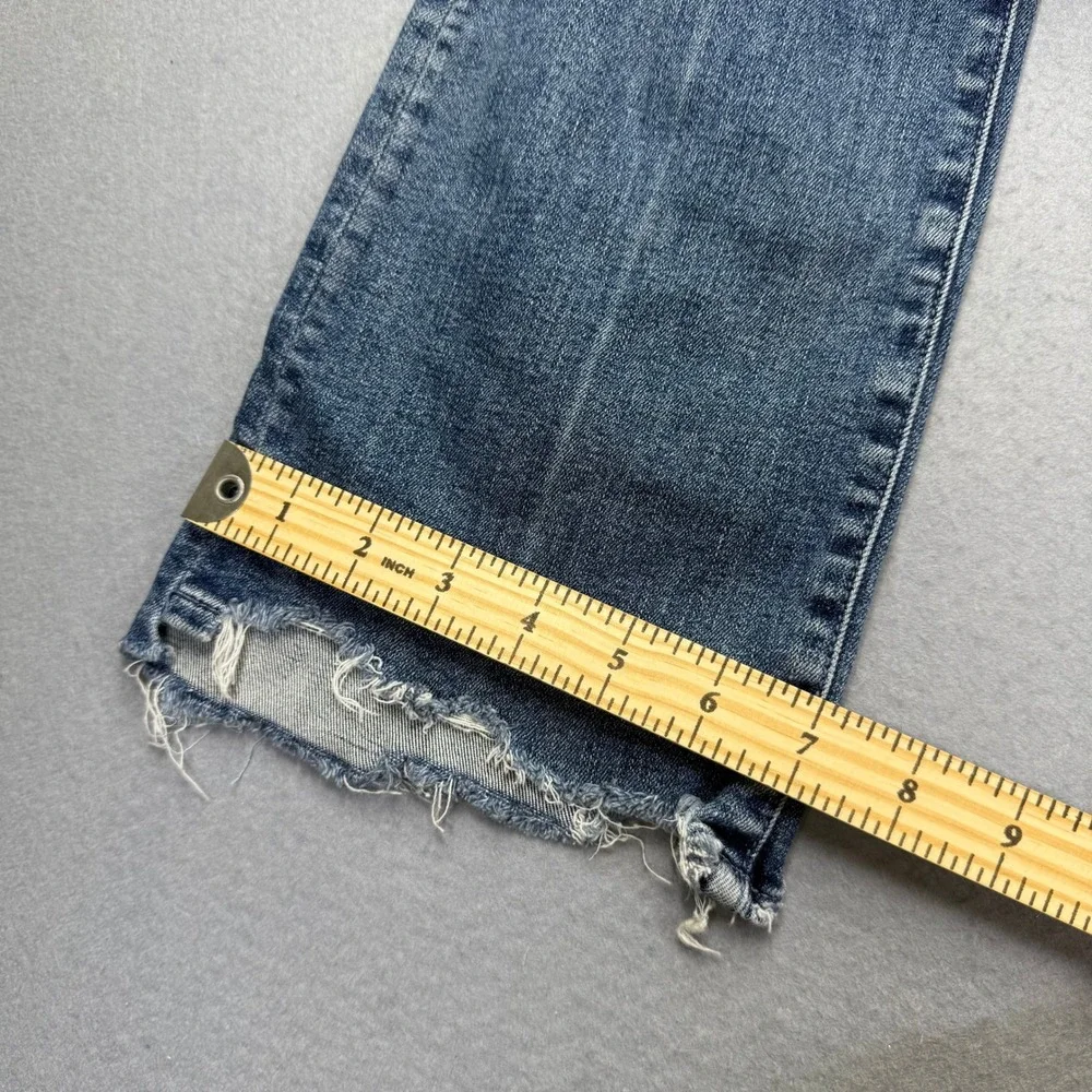 MOTHER The Insider Crop‎ Step Chew Jeans Dancing On Coals Blue Distressed 26